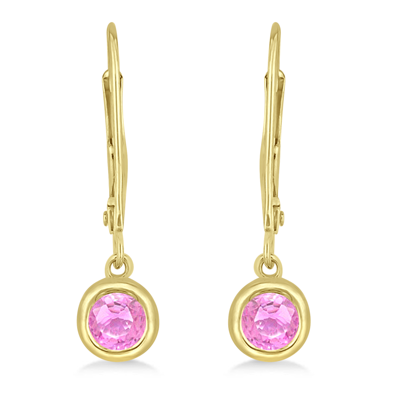 Leverback Dangling Drop Pink Sapphire Earrings 14k Yellow Gold (0.50ct)