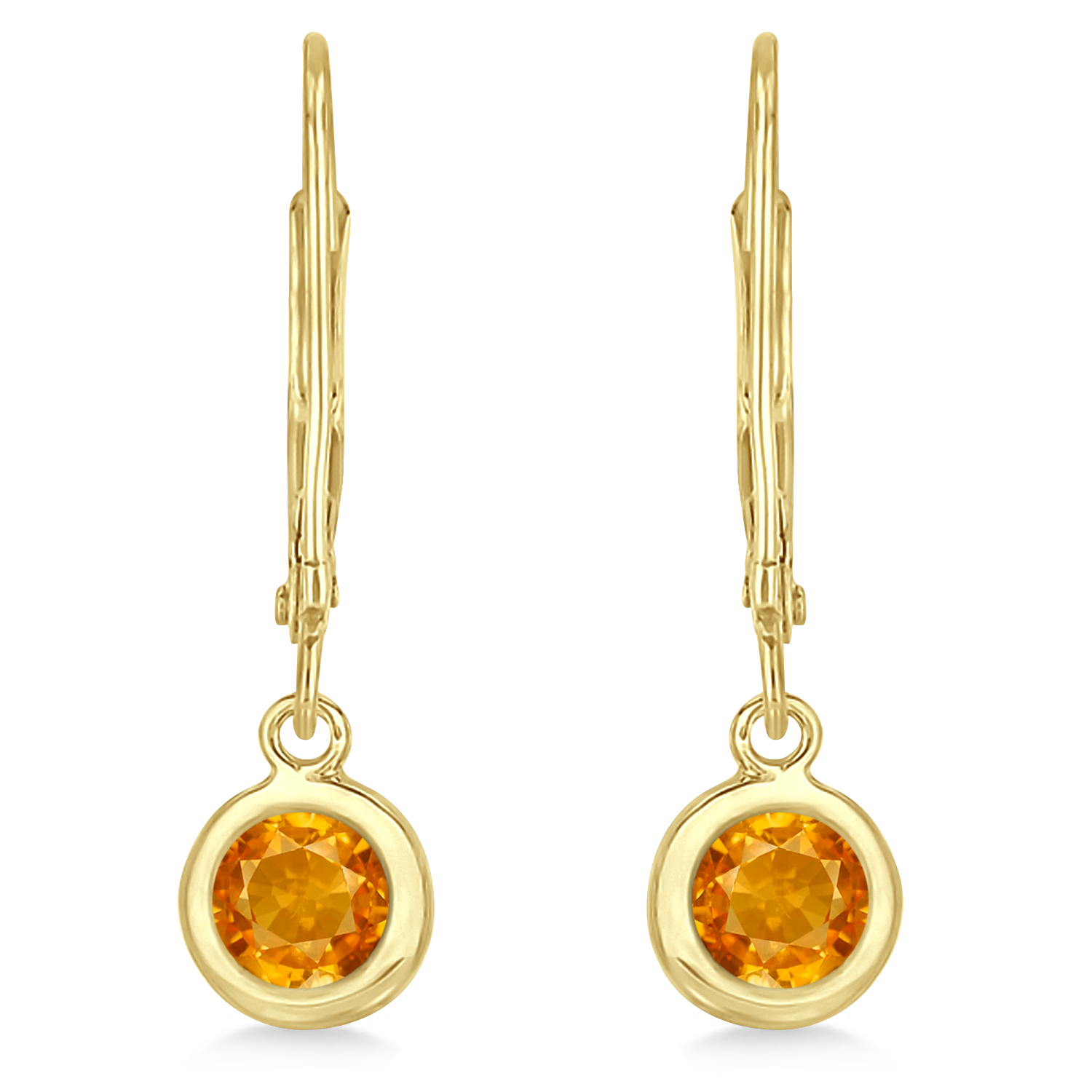 Leverback Dangling Drop Citrine Earrings 14k Yellow Gold (1.00ct)