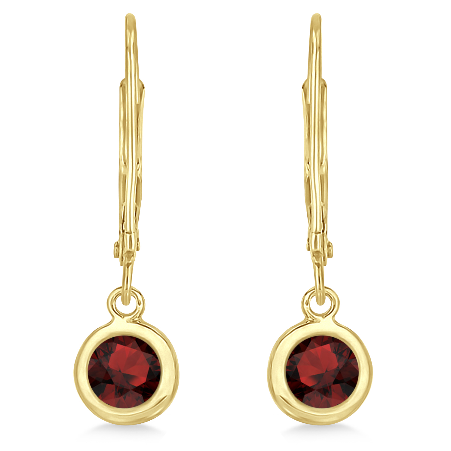 Leverback Dangling Drop Garnet Earrings 14k Yellow Gold (1.00ct)