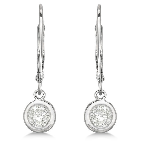 Leverback Dangling Drop Diamond Earrings 14k White Gold (0.50ct)