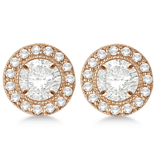 Vintage Round Cut Diamond Earring Jackets 14k Rose Gold (0.34ct)