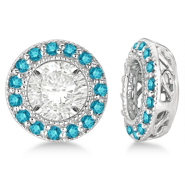 Vintage Fancy Blue Diamond Earring Jackets 14k White Gold (0.27ct)