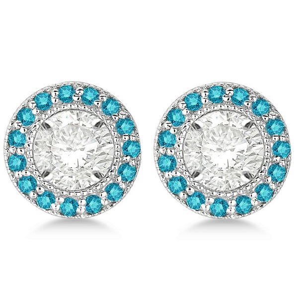 Vintage Fancy Blue Diamond Earring Jackets 14k White Gold (0.40ct)