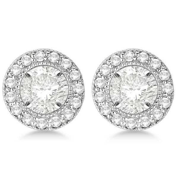 Vintage Round Cut Diamond Earring Jackets 14k White Gold (0.34ct)