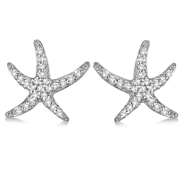 Diamond Starfish Earrings 14k White Gold 0.50ct IE358