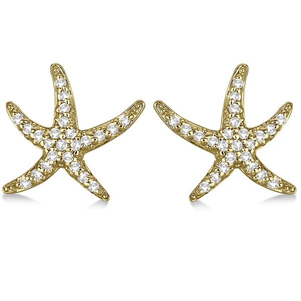 Diamond Starfish Earrings 14k Yellow Gold (0.50ct)