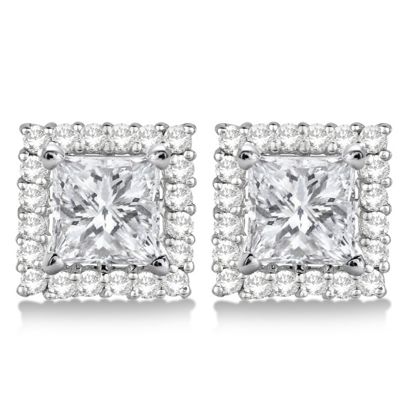 Pave-Set Square Diamond Earring Jackets 14k White Gold (0.55ct)