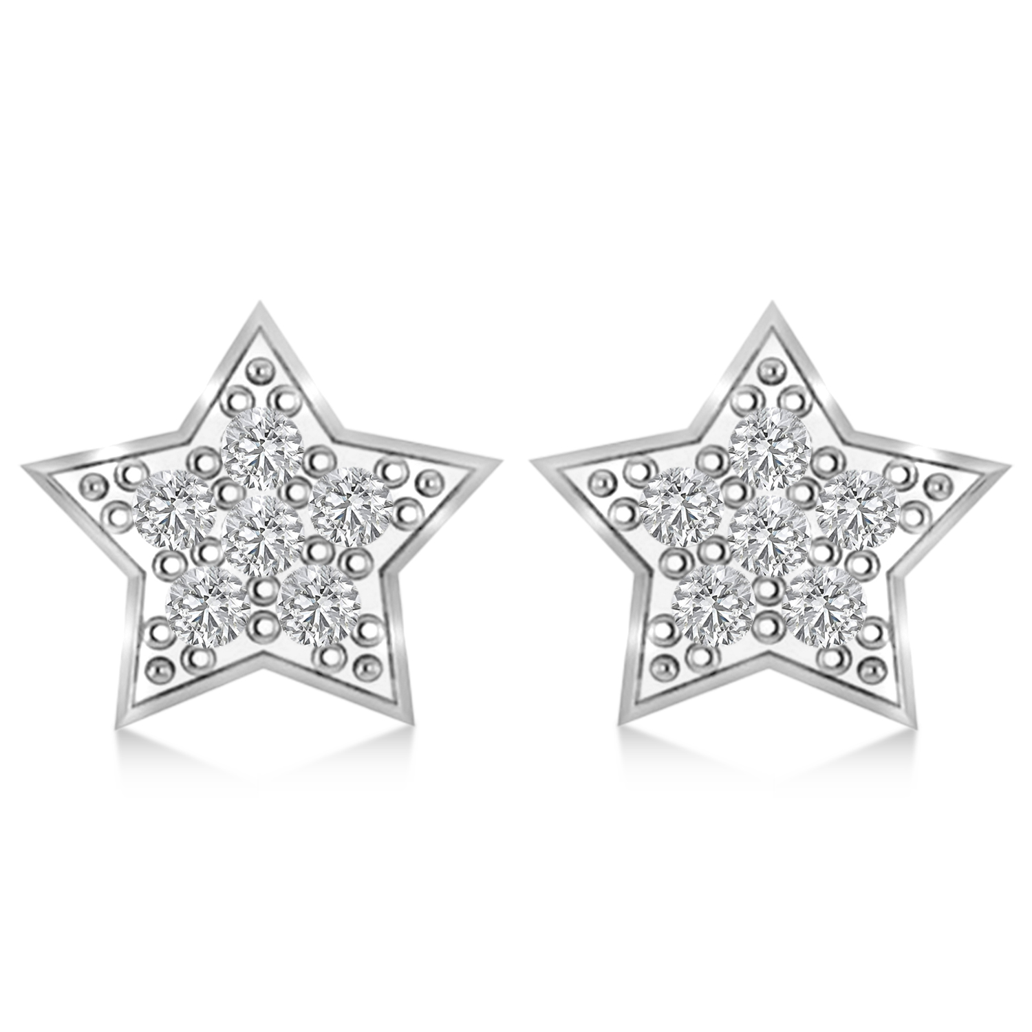 Moon & Star Diamond Mismatched Earrings 14k White Gold (0.14ct)