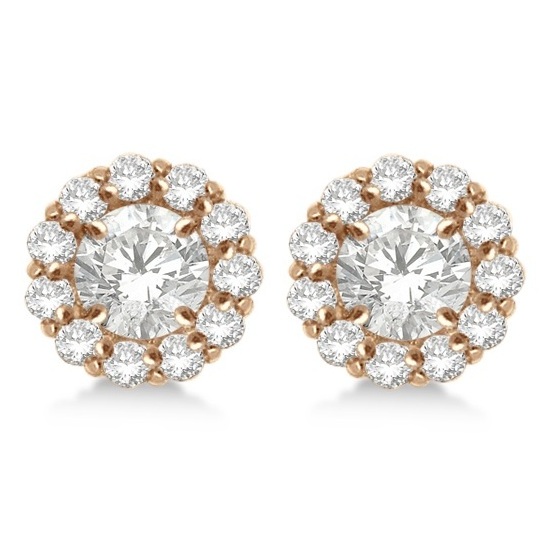 Round Diamond Earring Jackets for 8mm Studs 14K Rose Gold 1ct IE498