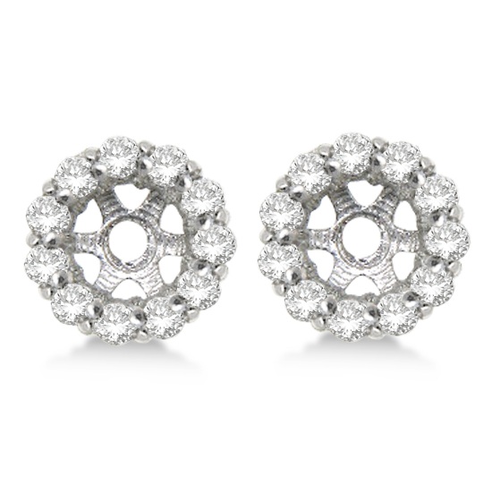 Round Diamond Earring Jackets for 8mm Studs 14K White Gold (1.00ct)