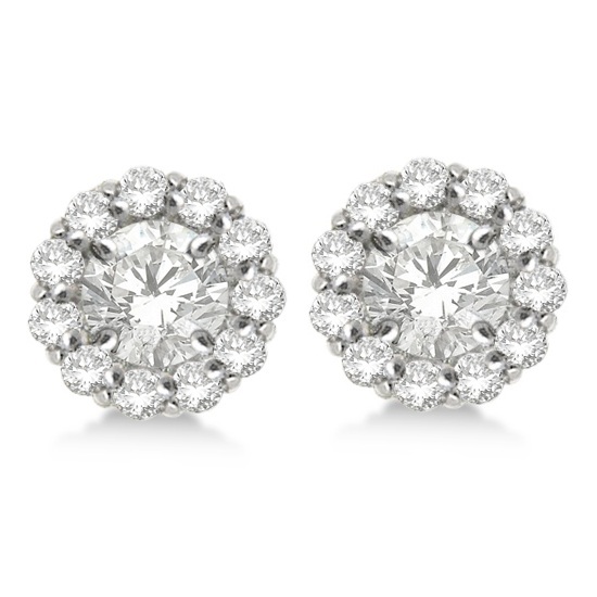 Round Diamond Earring Jackets for 8mm Studs 14K White Gold (1.00ct)