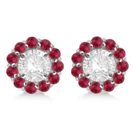Round Ruby Earring Jackets for 5mm Studs 14K White Gold (1.08ct)