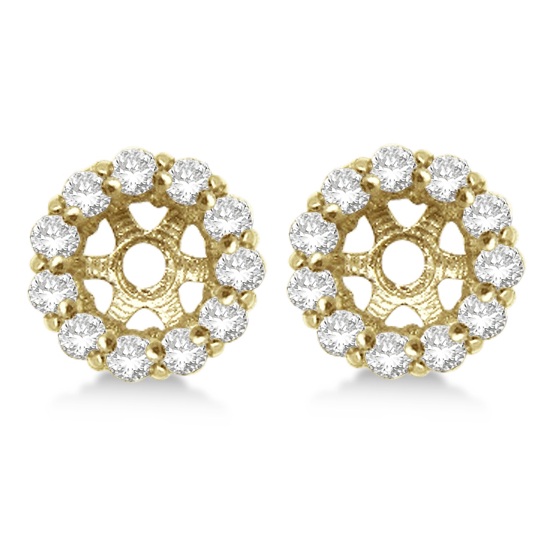 Round Diamond Earring Jackets for 5mm Studs 14K Yellow Gold (0.77ct)