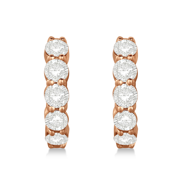 Hinged Hoop Diamond Huggie Style Earrings 14k Rose Gold (2.00ct)