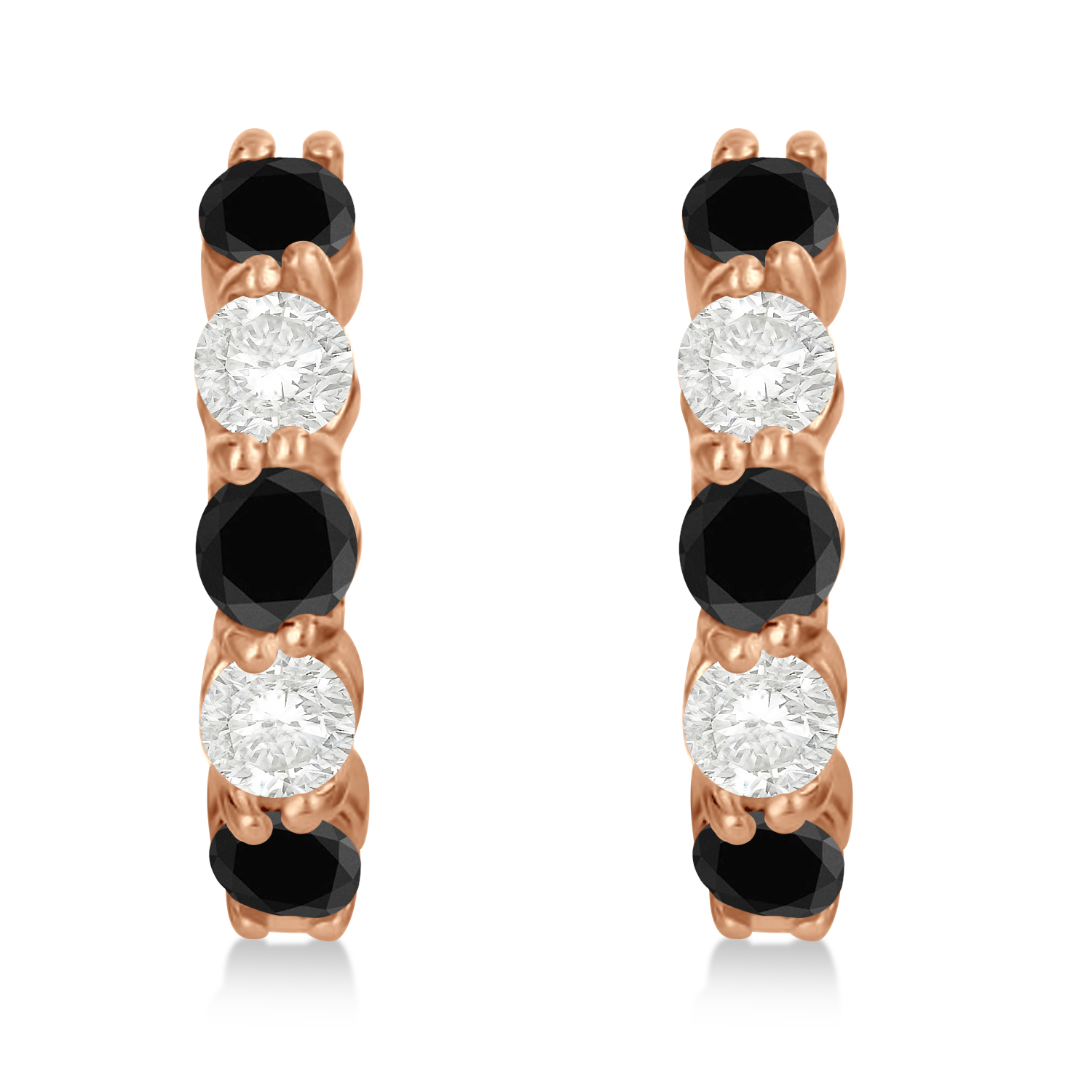 Prong Set Black & Lab White Diamond Hoop Earrings 14k Rose Gold (1.94ct)