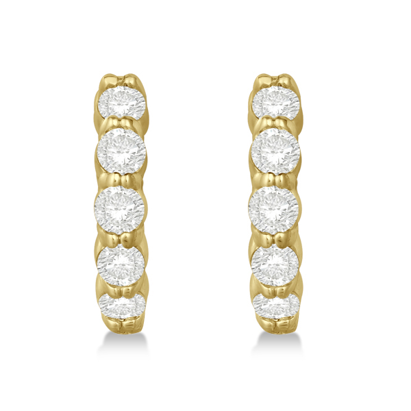 Hinged Hoop Lab Grown Diamond Huggie Style Earrings 14k Yellow Gold (1.00ct)