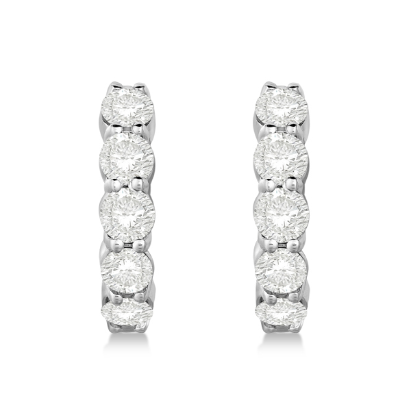 Hinged Hoop Lab Grown Diamond Huggie Style Earrings 14k White Gold (2.00ct)