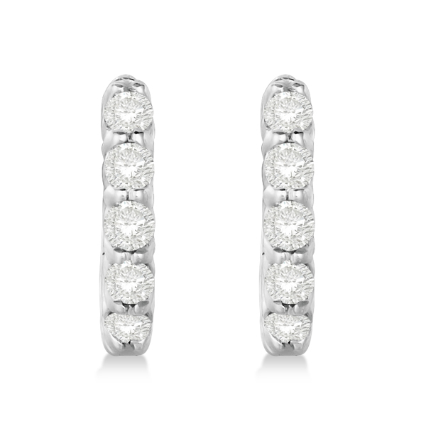 Hinged Hoop Lab Grown Diamond Huggie Style Earrings 14k White Gold (0.33ct)