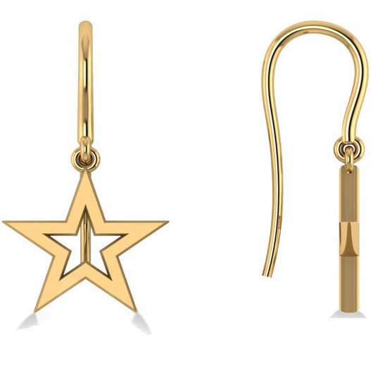Dangle Star Earrings 14k Yellow Gold Ad5104 Dangle Star Earrings 14k Yellow Gold