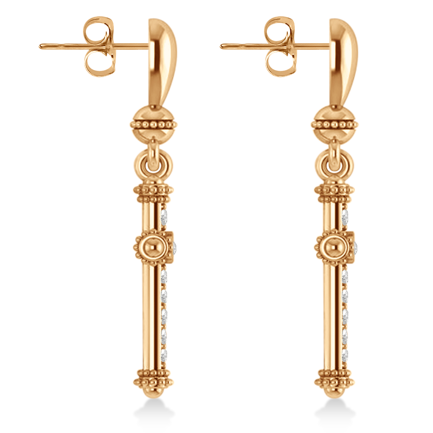 Diamond Cross Drop Earrings 14k Rose Gold (0.25ctw)