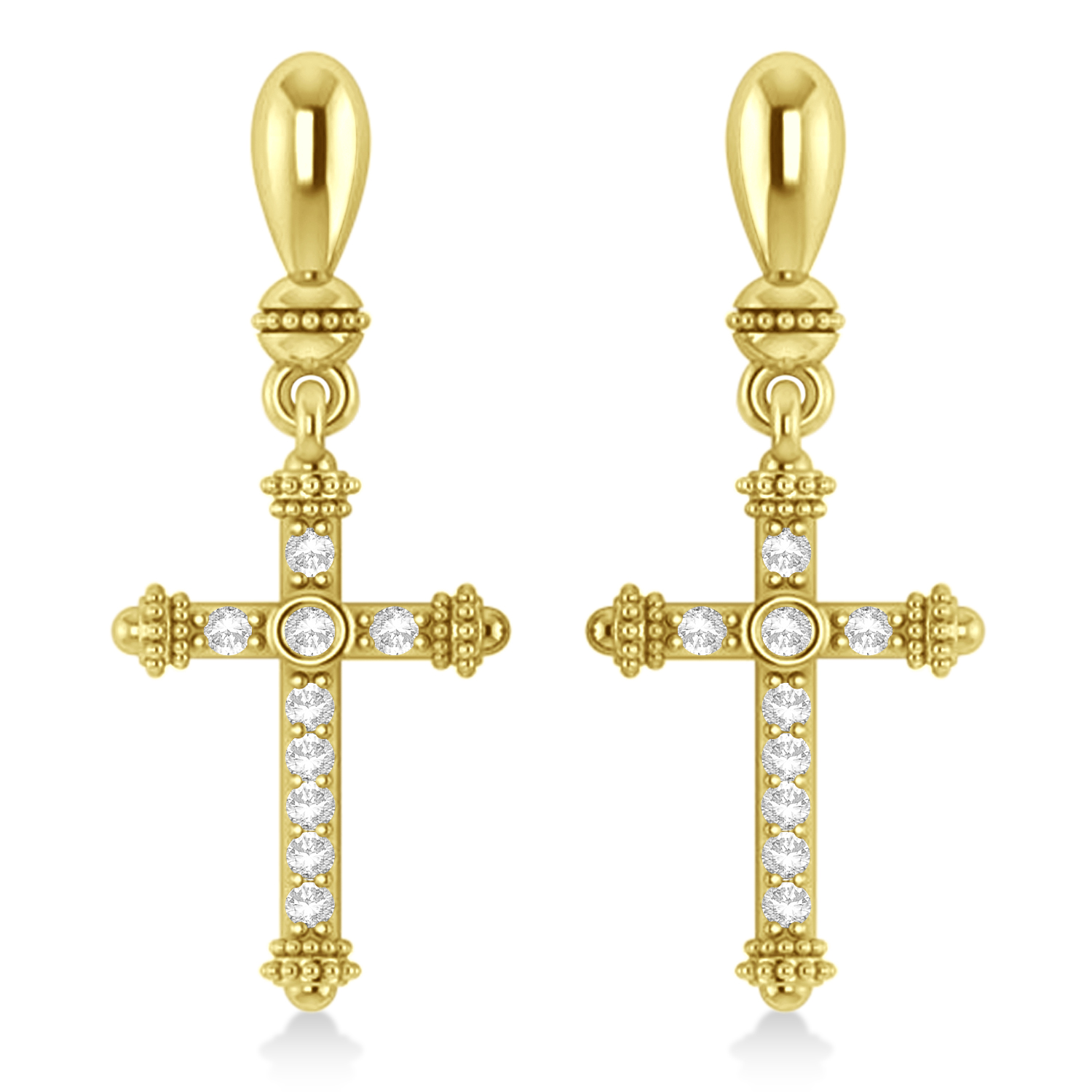 Diamond Cross Drop Earrings 14k Yellow Gold (0.25ctw)