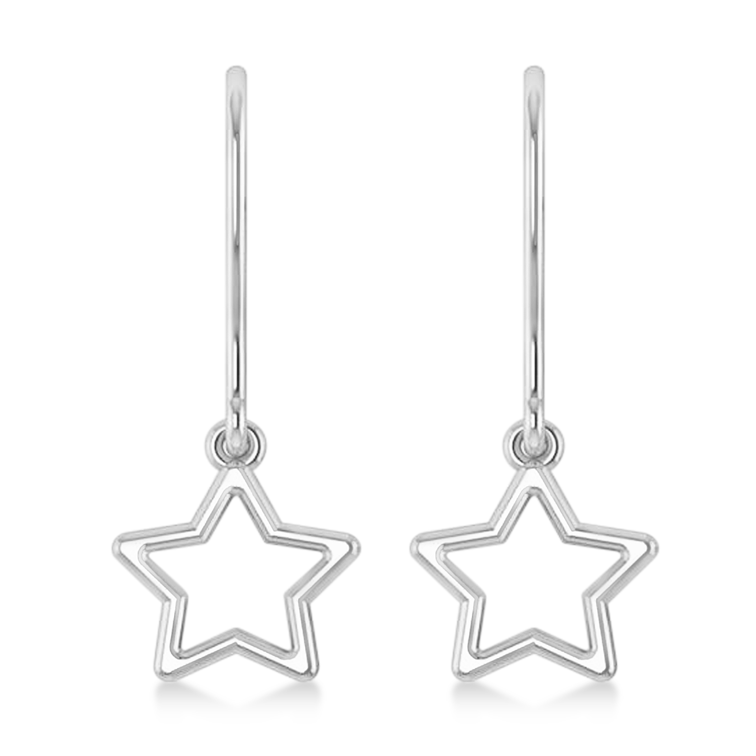 Galaxy Star Dangle Earrings 14k White Gold