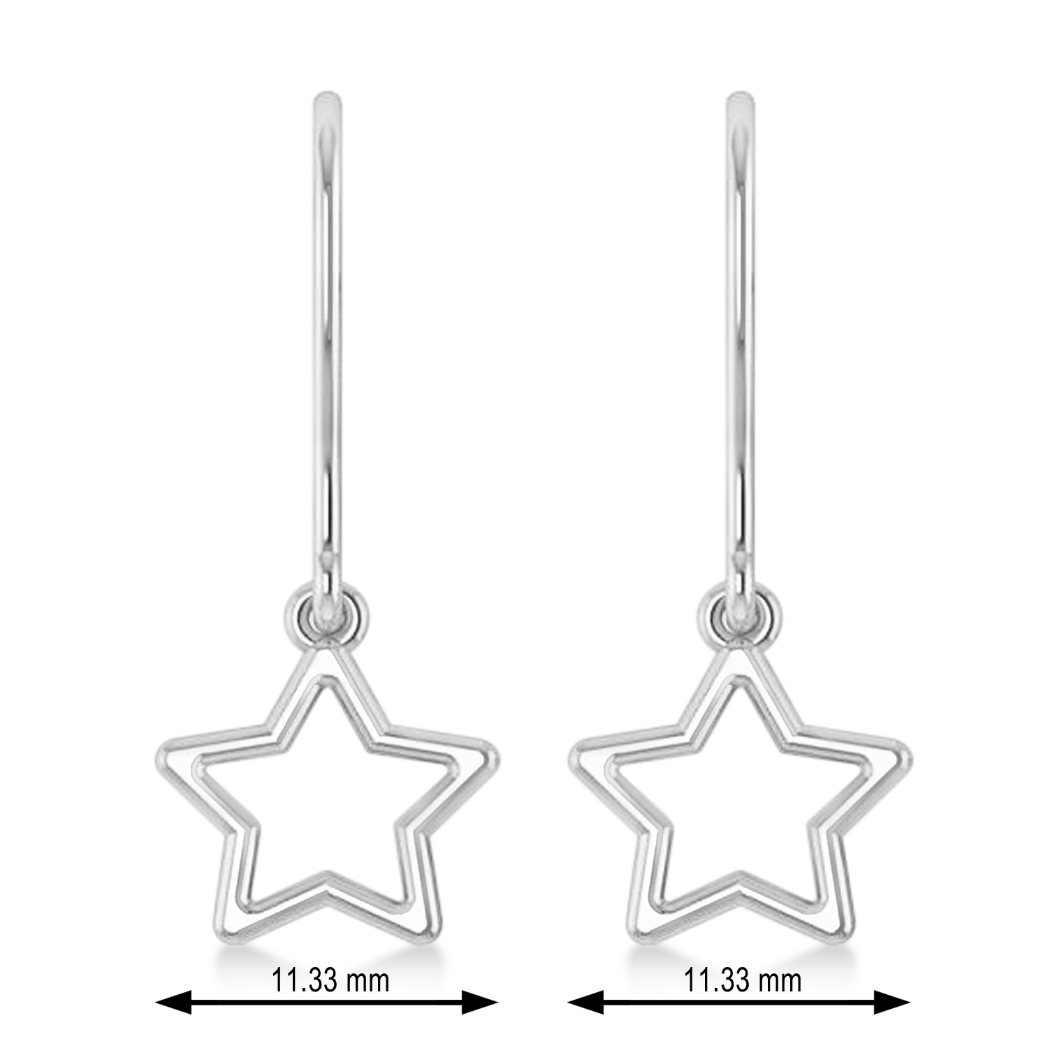 Galaxy Star Dangle Earrings 14k White Gold