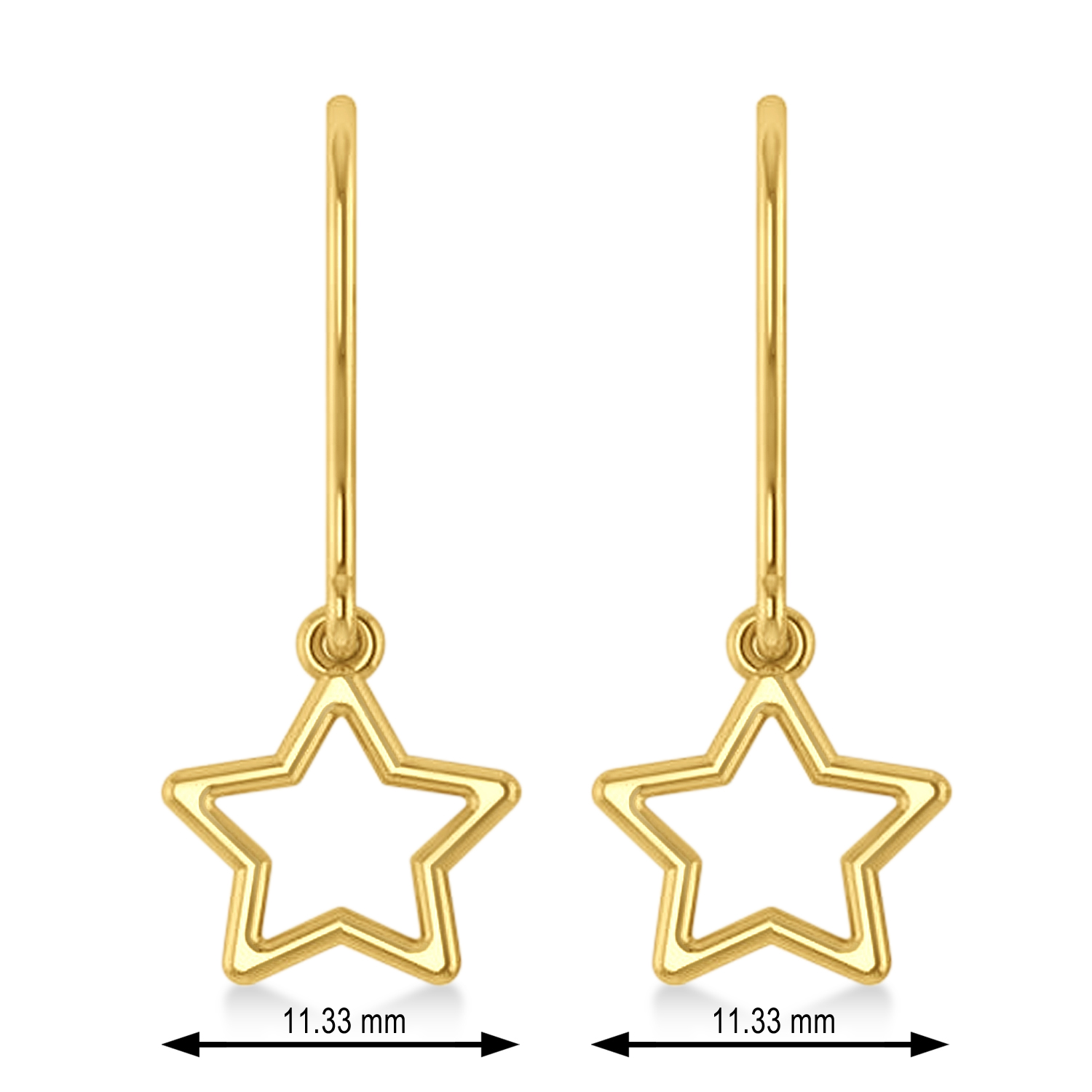 Galaxy Star Dangle Earrings 14k Yellow Gold