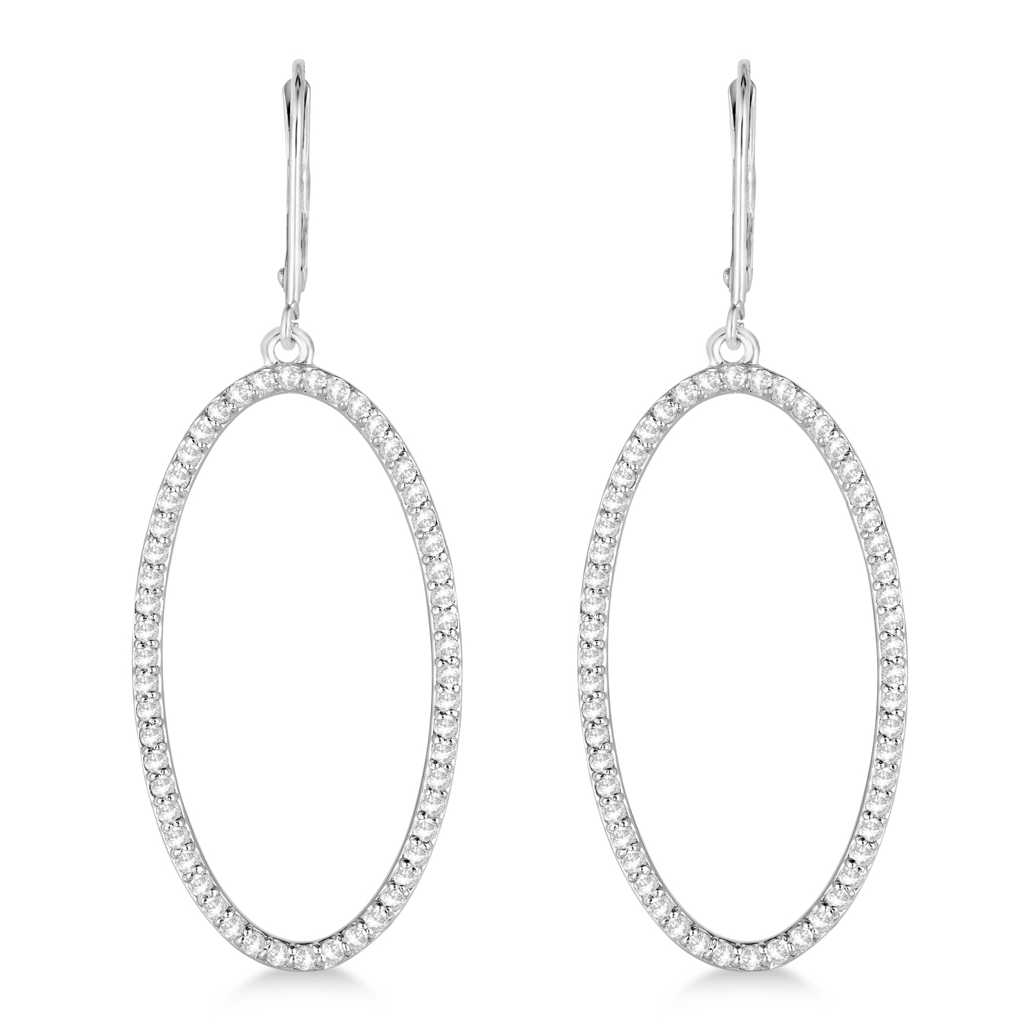 Leverback Diamond Hoop Earrings 14k White Gold (1.08ct)
