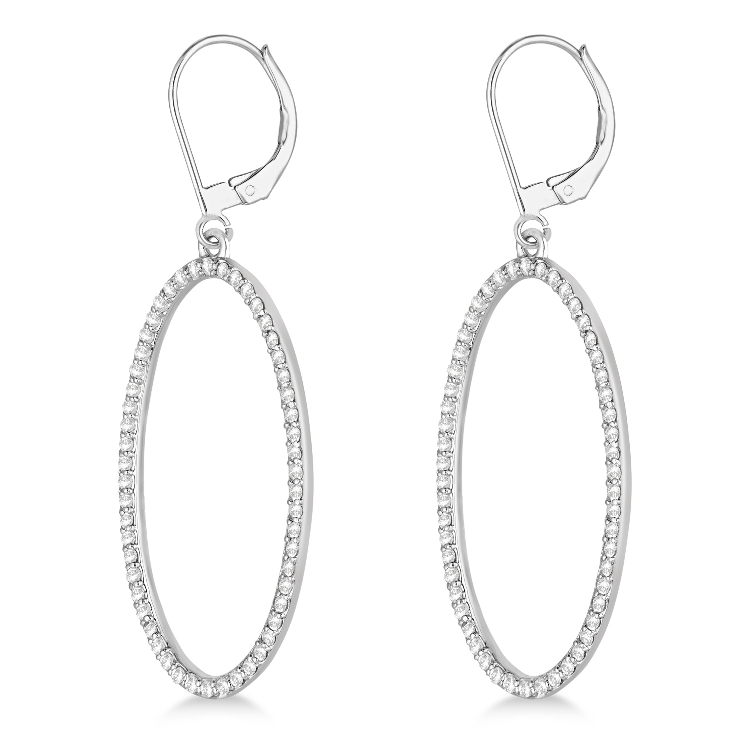 Leverback Diamond Hoop Earrings 14k White Gold (1.08ct)