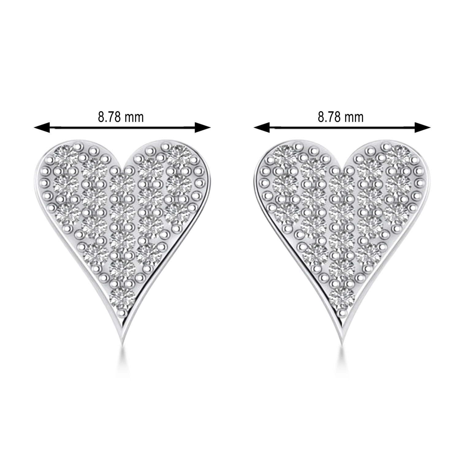 Diamond Pave Elongated Heart Earrings 14k White Gold (0.38ct)