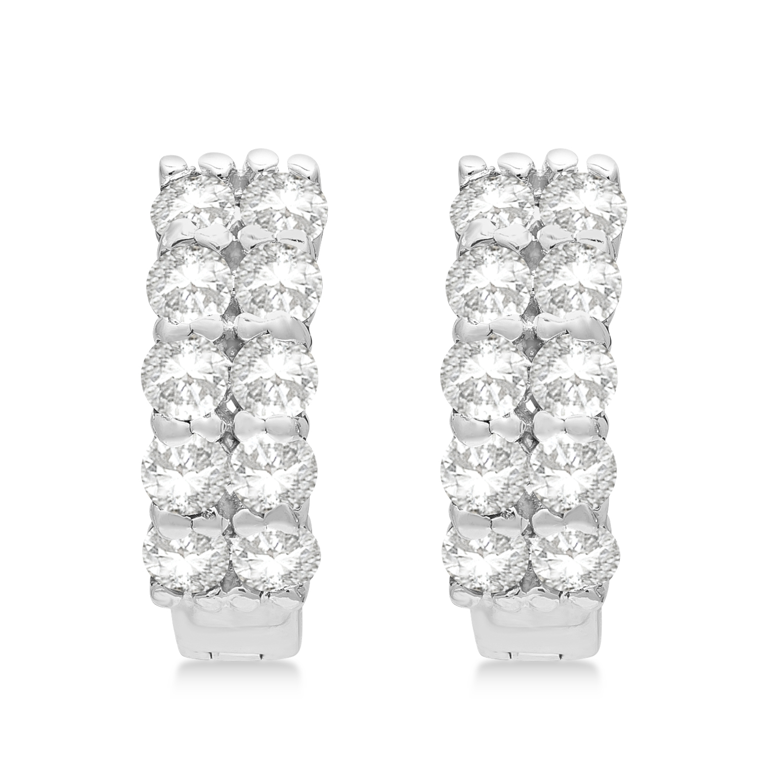 Double Row Diamond Huggie Earrings 14k White Gold (1.00ct)