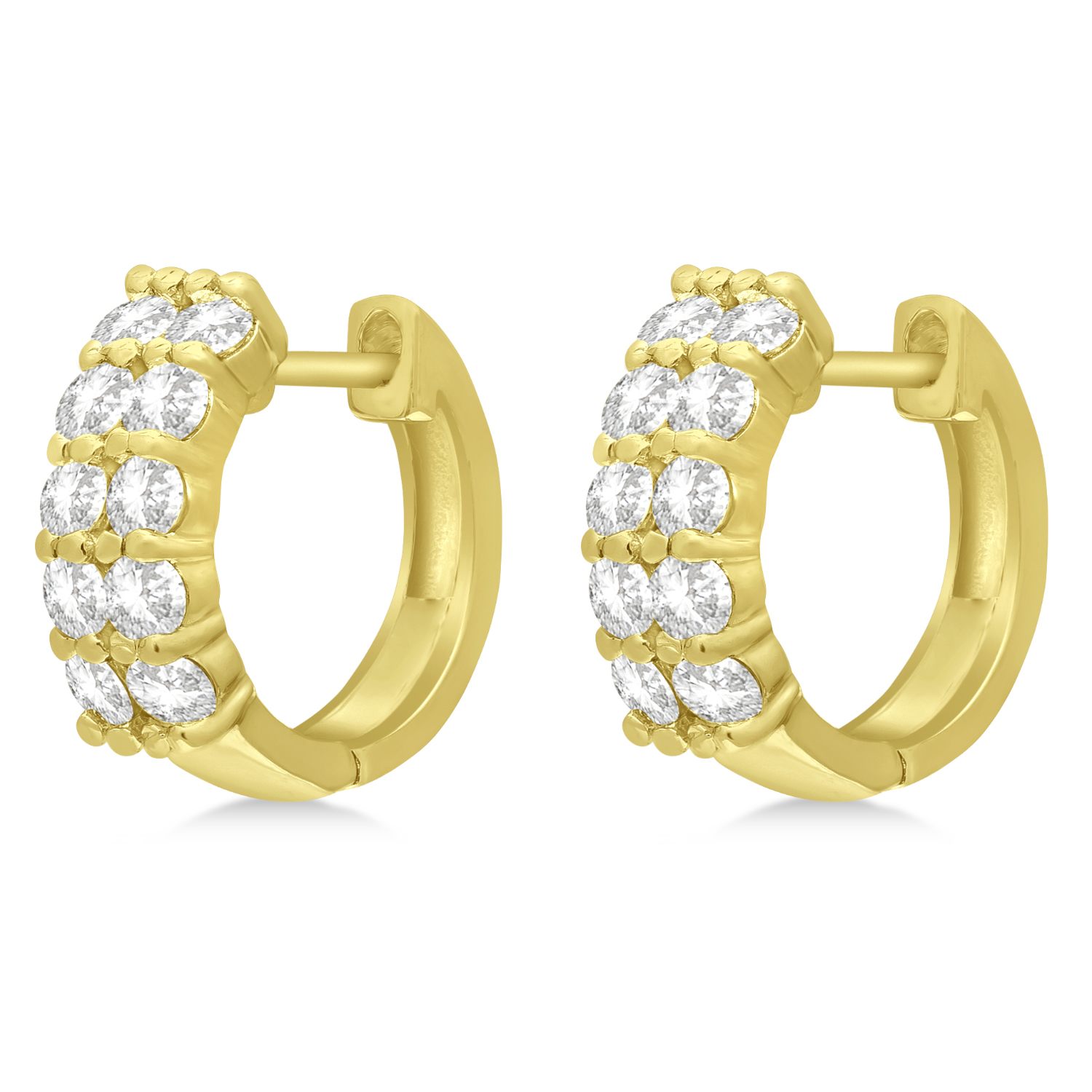 Double Row Diamond Huggie Earrings 14k Yellow Gold (1.00ct) IN715