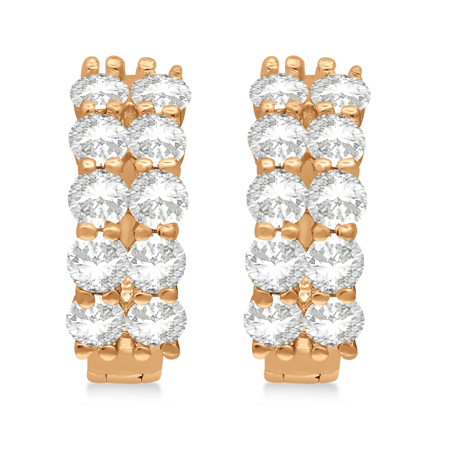 Double Row Diamond Huggie Earrings 14k Rose Gold (2.00ct)