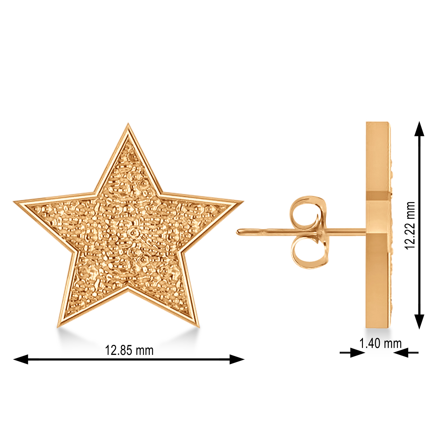 Galaxy Star Textured Diamond Illusion Stud Earrings 14k Rose Gold