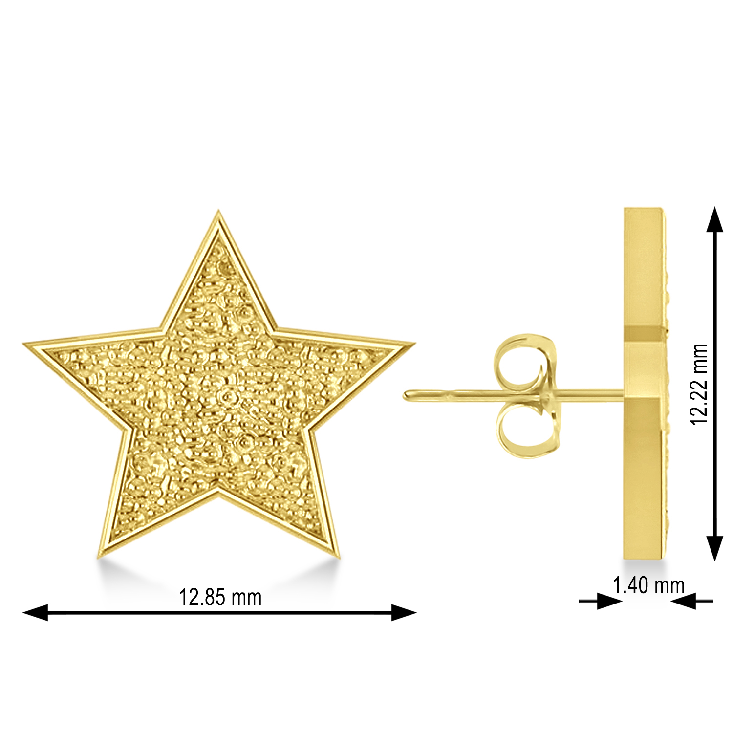 Galaxy Star Textured Diamond Illusion Stud Earrings 14k Yellow Gold