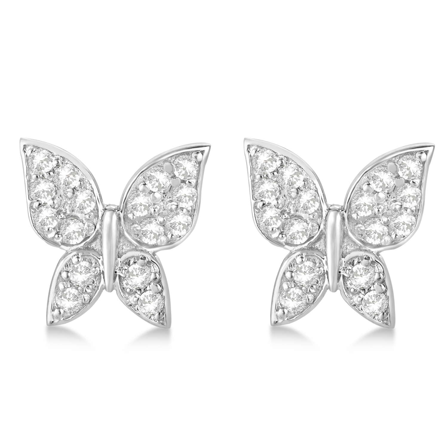Diamond Butterfly Stud Earrings 14k White Gold (0.30ct)