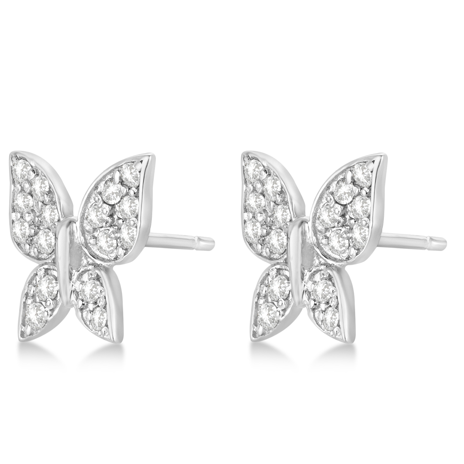 Diamond Butterfly Stud Earrings 14k White Gold (0.30ct)
