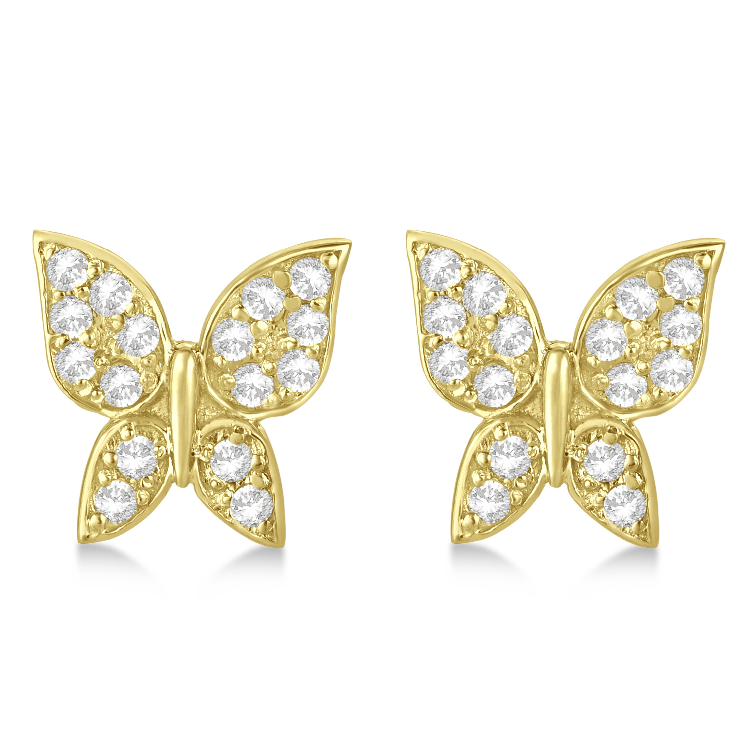 Diamond Butterfly Stud Earrings 14k Yellow Gold (0.30ct)