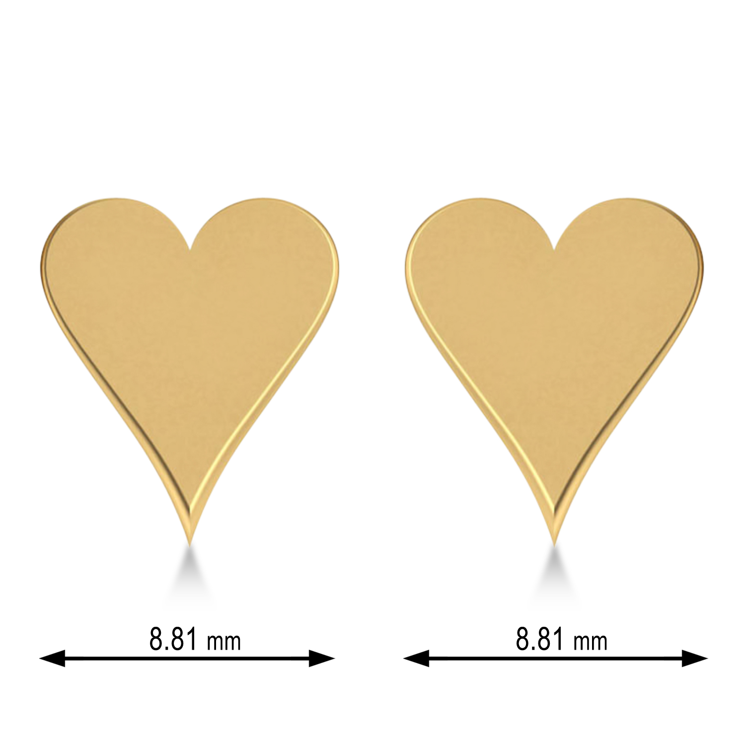Geometric Heart-Shape Stud Earrings 14k Yellow Gold