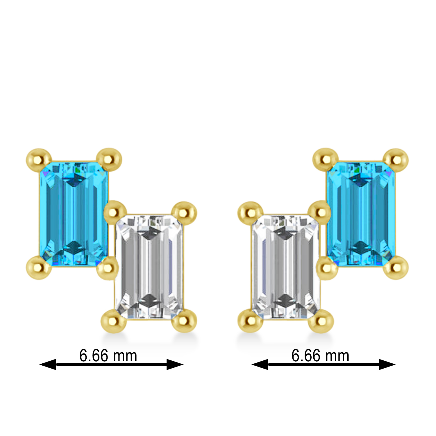 Bar Blue Topaz & Diamond Baguette Earrings 14k Yellow Gold (1.40 ctw)