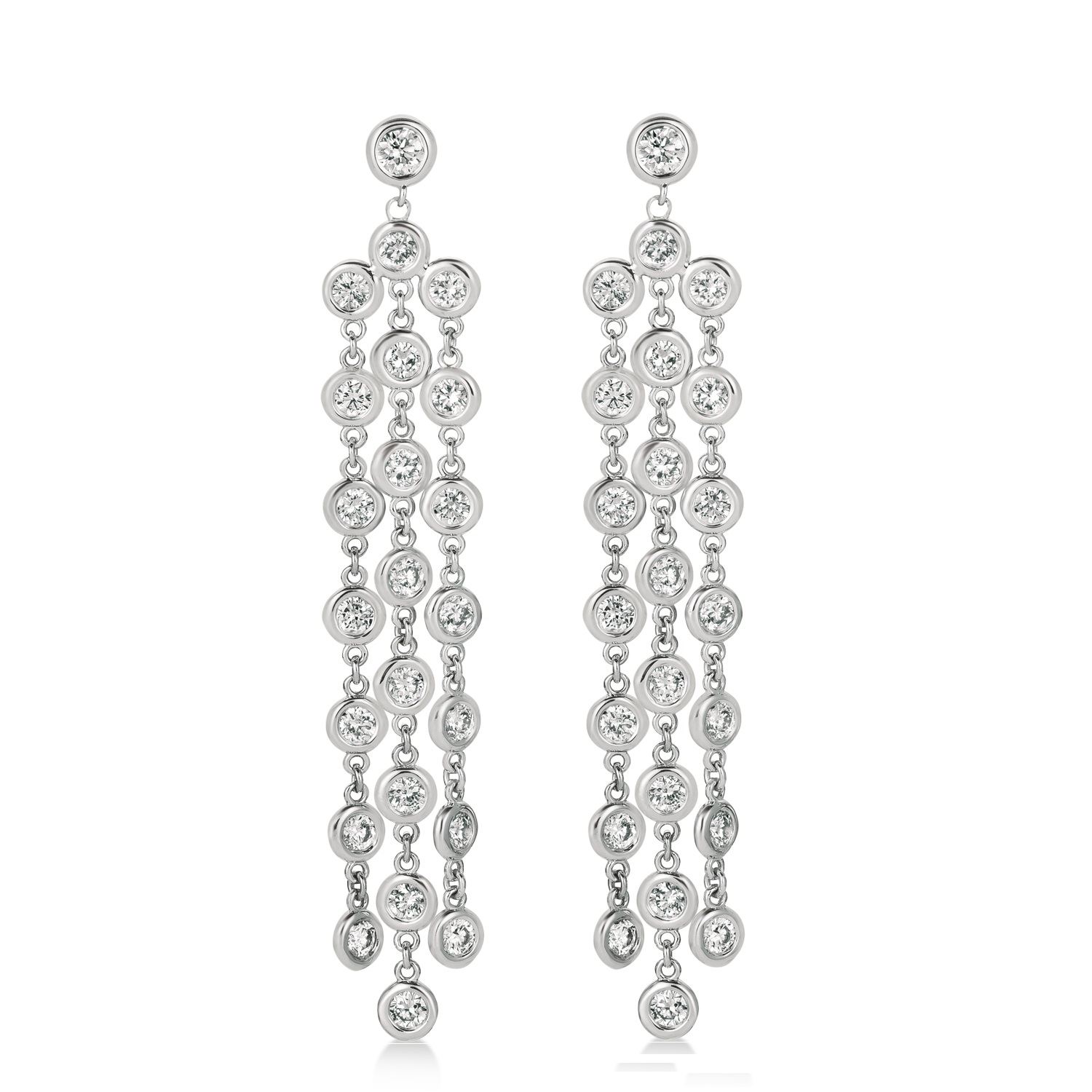 Diamond Accented Dangling Chandelier Earrings 14k White Gold (2.75ct)