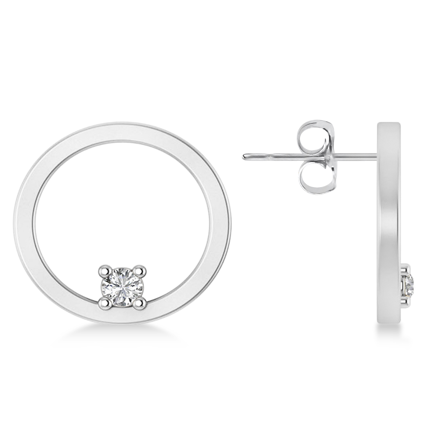 Floating Diamond Hoop Earrings 14k White Gold (0.20 ctw)