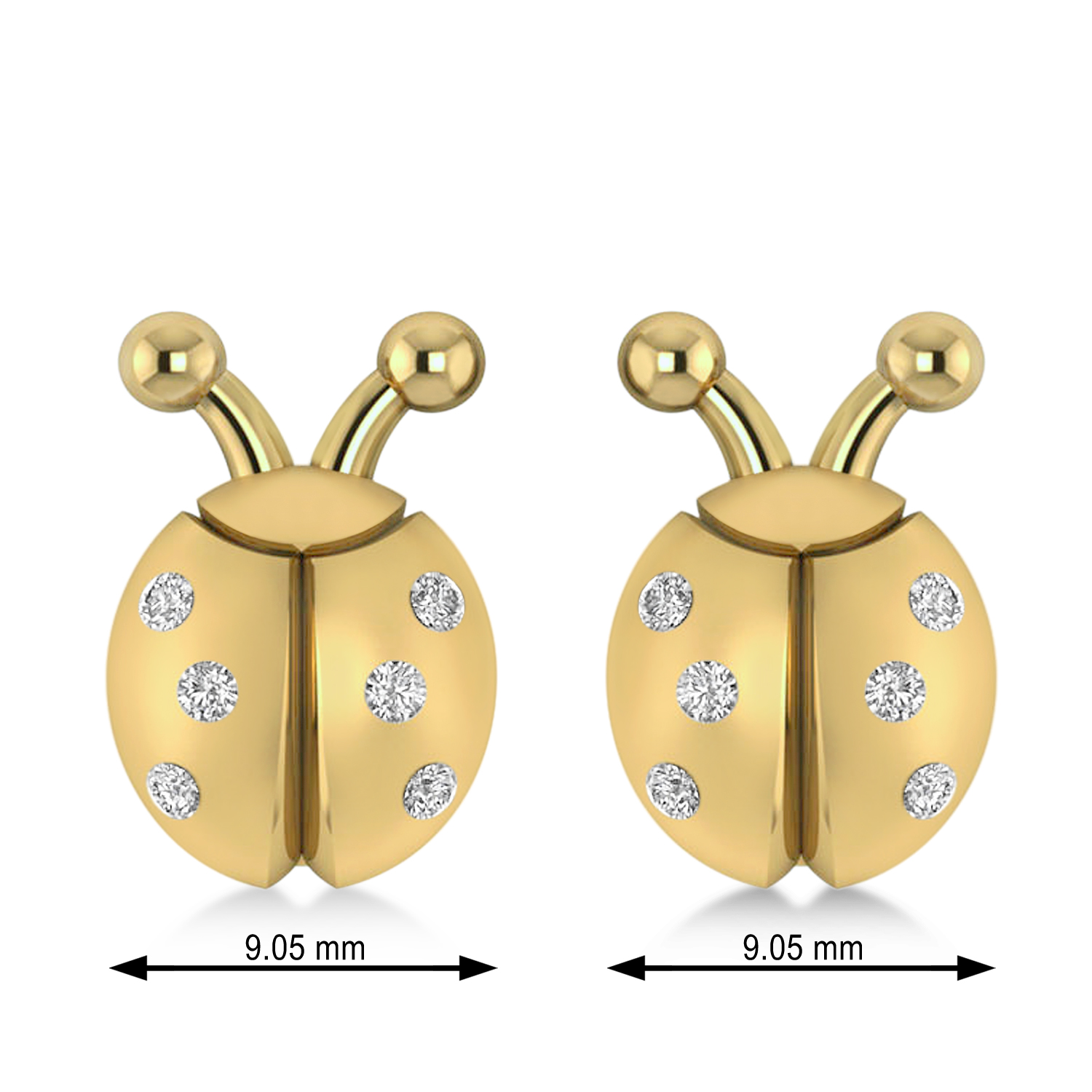 Lady's Diamond Ladybug Earrings 14k Yellow Gold  (0.18ctw)