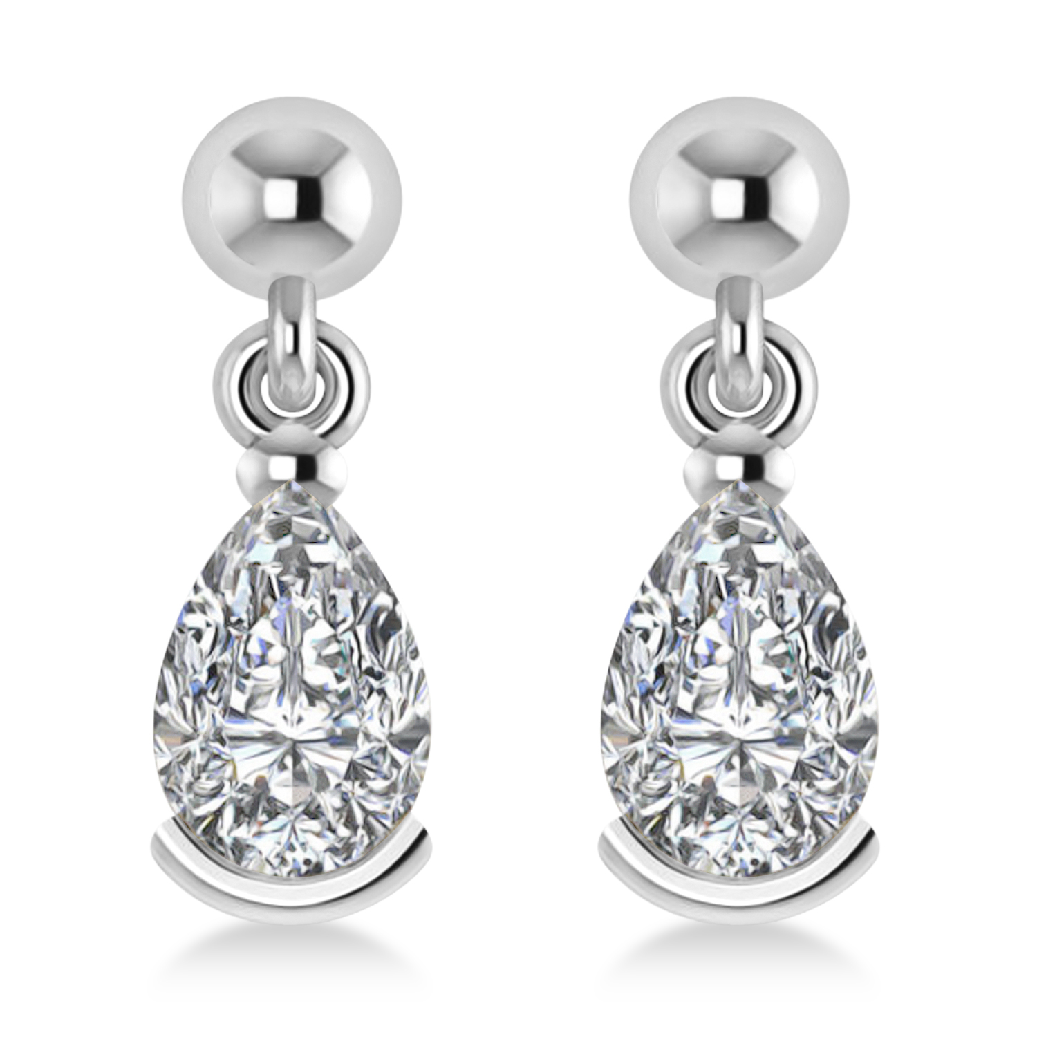 Lab Grown Diamond Dangling Pear Earrings 14k White Gold (2.00ct)
