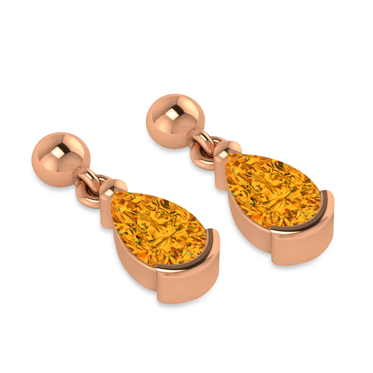Citrine Dangling Pear Earrings 14k Rose Gold (2.00ct)