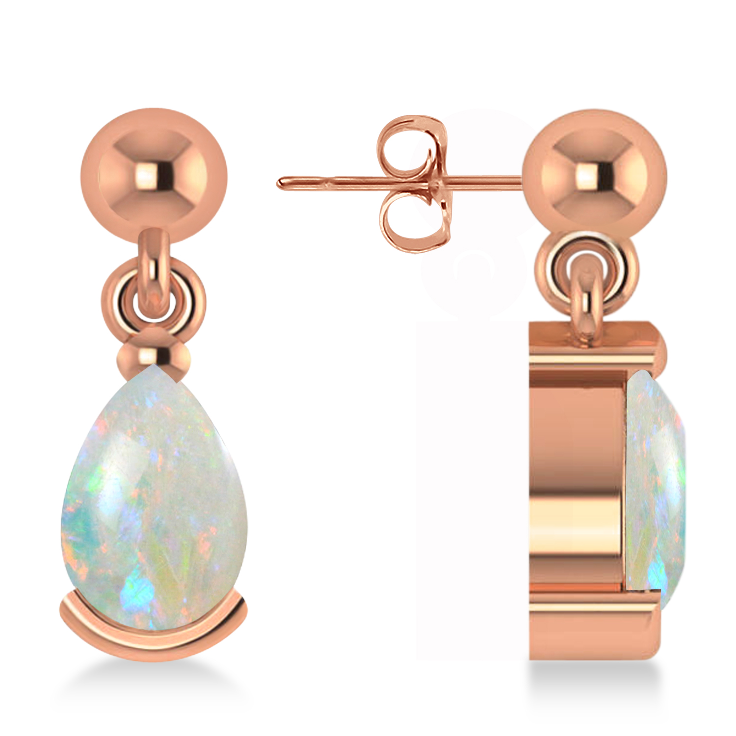 Opal Dangling Pear Earrings 14k Rose Gold (2.00ct)