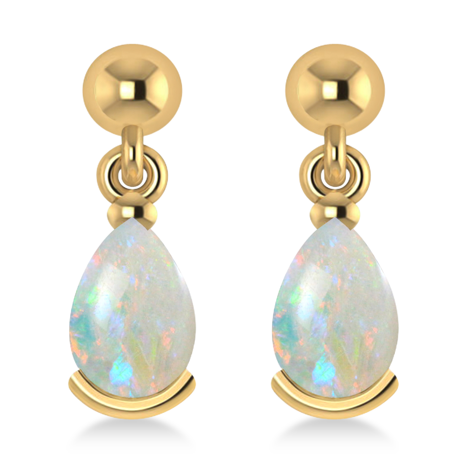 Lab Opal Dangling Pear Earrings 14k Yellow Gold (2.00ct)