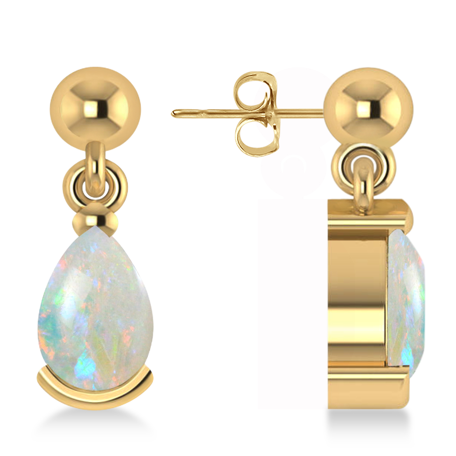 Lab Opal Dangling Pear Earrings 14k Yellow Gold (2.00ct)