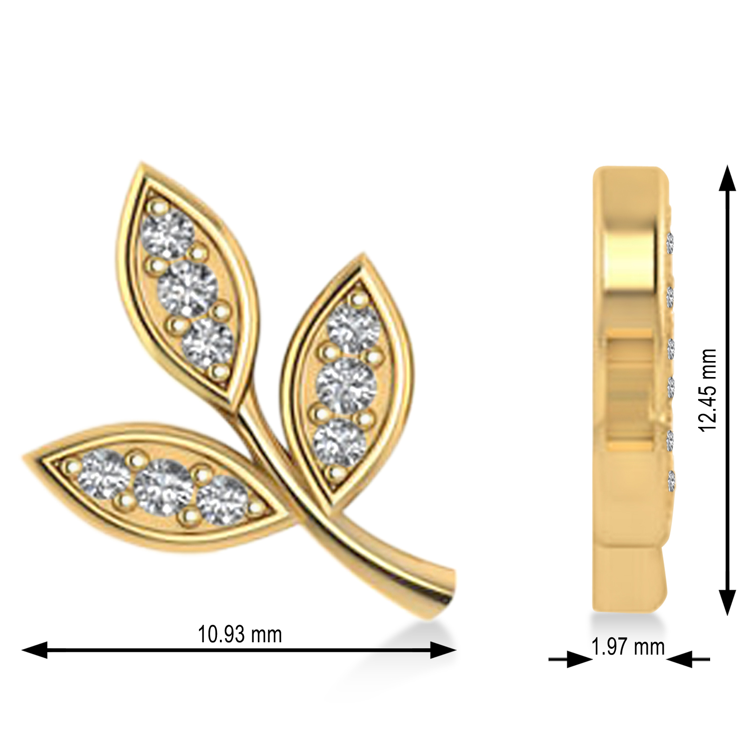 Diamond 3-Petal Leaf Earrings 14k Yellow Gold (0.21ct)